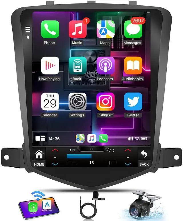 Main image of 8core 32 ROM Android 13 Car Radio for Chevrolet Chevy Cruze 2009-2015: 10.4 Inch 1024 * 768 HD IPS Tesla Style Touchscreen Wireless Carplay Andriod Auto 5GWiFi Bluetooth5.0 GPS 1080p Camera SWC FM DSP