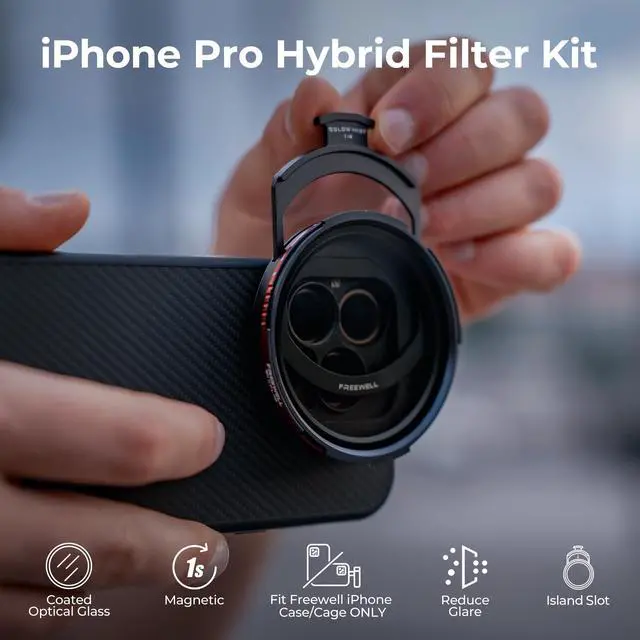 Alt view image 2 of 4 - Pro Hybrid Magnetic Filter 1 to 10 Stop Variable ND/CPL with ND32, Soft Gradient 1.2, Black Glow Mist Compatible with iPhone Case & Cage