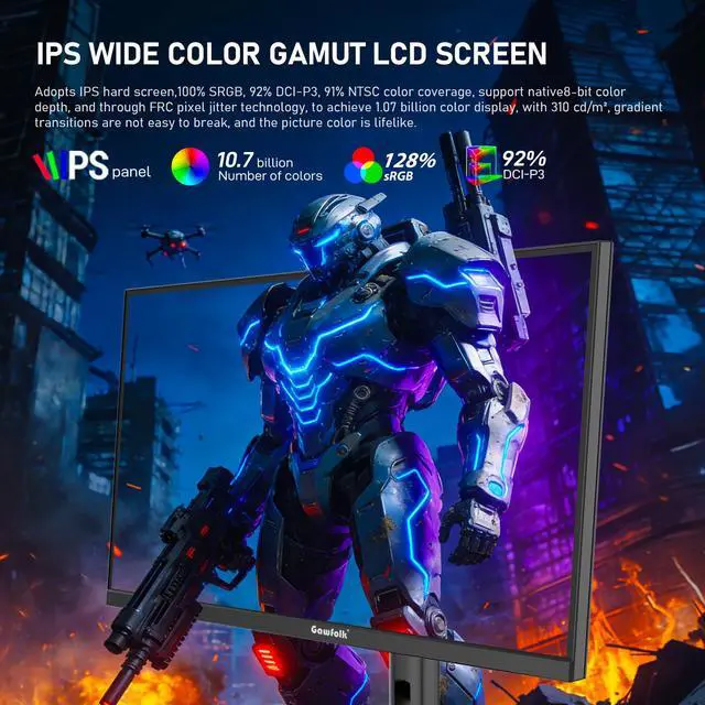 Alt view image 4 of 4 - 27 Inch 4K Gaming Monitor, UHD 160Hz/ FHD 320Hz Dual Mode PC Monitor, IPS Computer Screen, Built-in Speakers, PIP/PBP, FreeSync, HDMI 2.1 & DP 1.4, Wall Mount Compatible 75 * 75mm