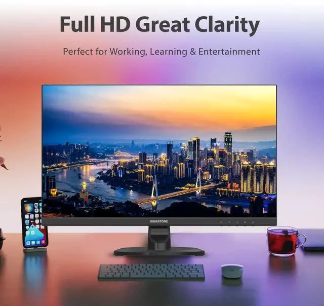 Alt view image 2 of 4 - 27 inch IPS LED Back Light Monitor 75Hz FHD 1920 x 1080, 178° Wide View Frameless Computer Monitor 5ms, Built-in Speakers, Eye Care Technology, Ergonomic Tilt VESA Mount, HDMI VGA