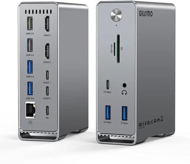 Main image of MacBook Pro Docking Station, 14-in-2 Dual USB C Docking Station Dual Monitor for MacBook Pro (Not M1) with Dual 4K HDMI 60Hz, 10Gbps USB A/C,3 USB 3.0,2USB 2.0 RJ45, Audio, SD/TF Slots, 100W PD