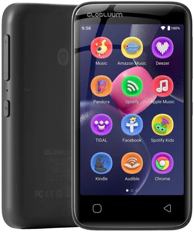 Main image of 96GB MP3 Player with Bluetooth 5.0 and WiFi, Music Player with Spotify, Audible, Pandora, Libby, Spotify Kids, 4" Touchscreen Android MP4 Player with HiFi Sound (Glossy Black)