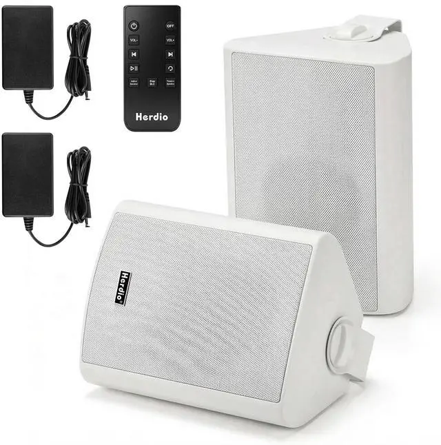Main image of 4" 200W Outdoor Bluetooth Speakers, IPX5 Waterproof Rating and Be Able to Wireless Multi-Connection Up to 20 Units for Patio/Porch/Balcony (White, 2-Pack)