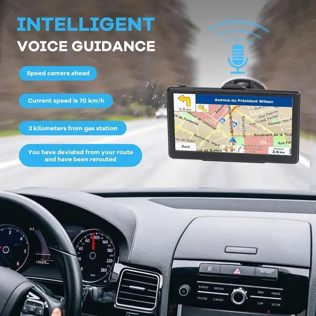 Alt view image 2 of 4 - GPS Navigator for Car Truck RV, 7" Touchscreen GPS Navigation System, 2026 Map with Voice Guidance, Speed Alert, Red Light Warning, Custom Truck Routing, Free Updates (Blue)
