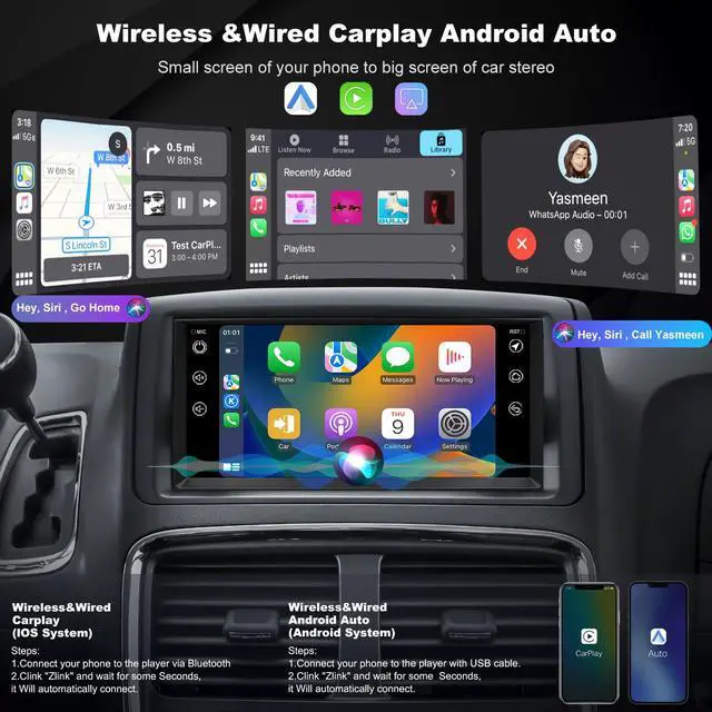 Alt view image 3 of 4 - Car Radio for Dodge Grand Caravan 2008-2020 Challenger Avenger 2008-2014 Charger 2008-2010, for Chrysler 200 2011-2014 Chrysler 300 300C Town & Country 2008-2010, Touch Screen Stereo Wireless Carplay