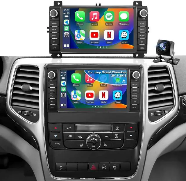 Main image of 5GWiFi Upgrade Car Radio for Jeep Grand Cherokee 2011-2013, Dodge Durango 2011-2013, 7inch Touch Screen Stereo Headunit Wireless Carplay Android Auto GPS Navigation FM Camera Bluetooth RDS Mirror Link