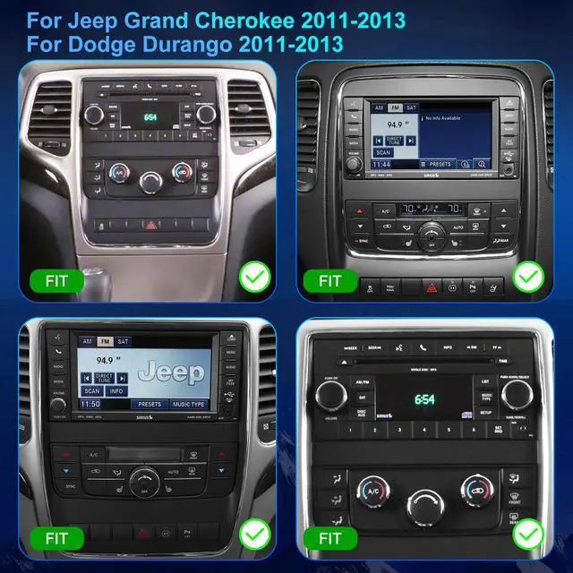Alt view image 2 of 4 - 5GWiFi Upgrade Car Radio for Jeep Grand Cherokee 2011-2013, Dodge Durango 2011-2013, 7inch Touch Screen Stereo Headunit Wireless Carplay Android Auto GPS Navigation FM Camera Bluetooth RDS Mirror Link