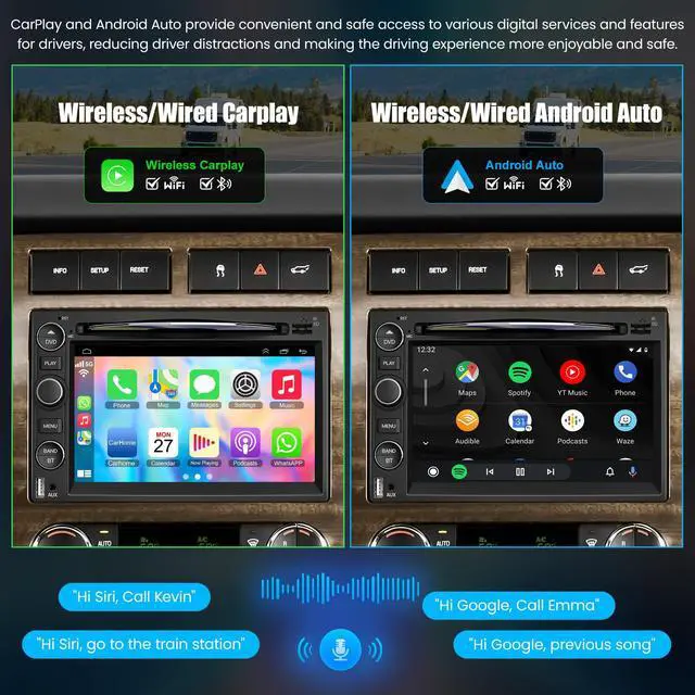 Alt view image 2 of 4 - Car Radio with DVD/CD for Ford F150/F250/F350 2004-2014, 7" IPS Touch Screen Car Stereo with Wireless & Wired CarPlay/Android Auto, Backup Camera,SWC,DSP
