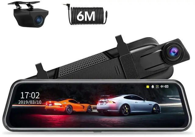 Main image of Upgraded 10'' Rear View Mirror Camera Mirror Dash Cam Front and Rear 1080P Backup Camera Full Touch Screen w Loop Recording, G-Sensor Night Vision 170° Wide Angle