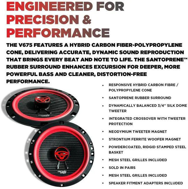 Alt view image 3 of 6 - V675 6.75" VEGA 2-Way 360 Watts 4 Ohm Coaxial Speakers(Pair)