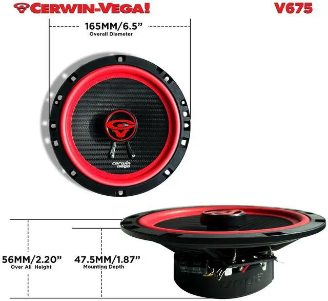 Alt view image 5 of 6 - V675 6.75" VEGA 2-Way 360 Watts 4 Ohm Coaxial Speakers(Pair)
