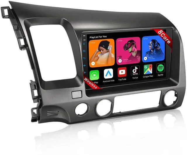 Main image of Car Stereo 64G Radio for Honda 2006 2007 2008 2009 2010 2011 with Wireless Carplay & Android Auto,9.1 Inch 1080P Touch Screen for Civic Radio with Airbag Indicator Bluetooth GPS Navi Mirror Link SWC