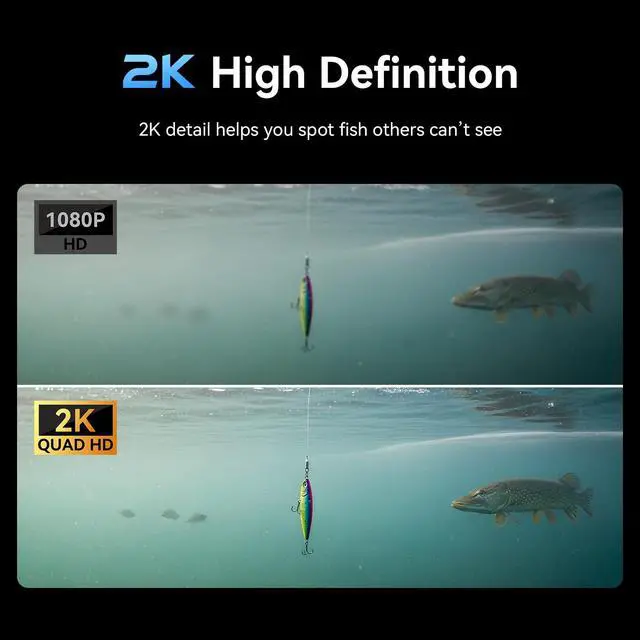 Alt view image 3 of 4 - 2K DVR Underwater Fishing Camera with Recording 6" OLED Sun-Readable Display | 10000mAh Battery, 220° Wide Angle, IR Night Vision | Professional Portable Kit for Ice & Boat Fishing