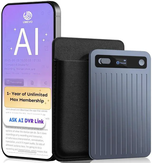 Main image of UMEVO Note Plus AI Voice Recorder: Unlimited Transcribe & Summarize, AI Note Taking Device 64GB with Case, App Control, 140 Languages for Calls, Lectures, Meetings, Interviews(Blue)