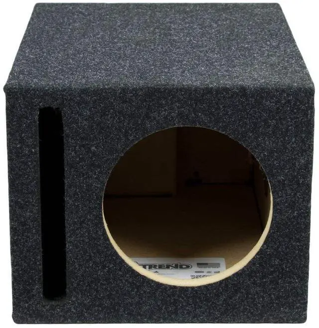 Main image of 8 inch Vented Enclosure Carpeted Car Subwoofer Speaker Box - Improves Audio Quality, Sound and Bass - High Grade MDF Construction with Nickel Finish Speaker Terminal - Black