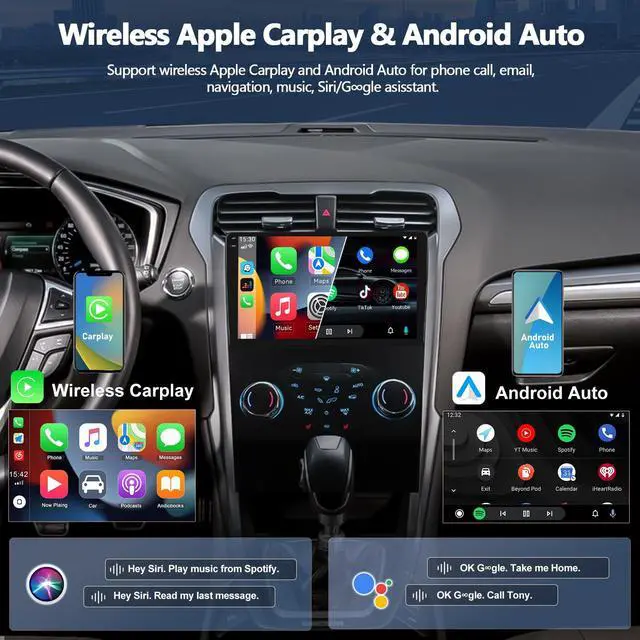 Alt view image 4 of 4 - 4G+128G Car Radio Stereo for Ford Fusion 2013 2014 2015 2016 Android 15 CarPlay Android Auto 9" InCell 1280 * 720 Touch Screen Head Unit with Bluetooth GPS WiFi FM RDS Backup Camera