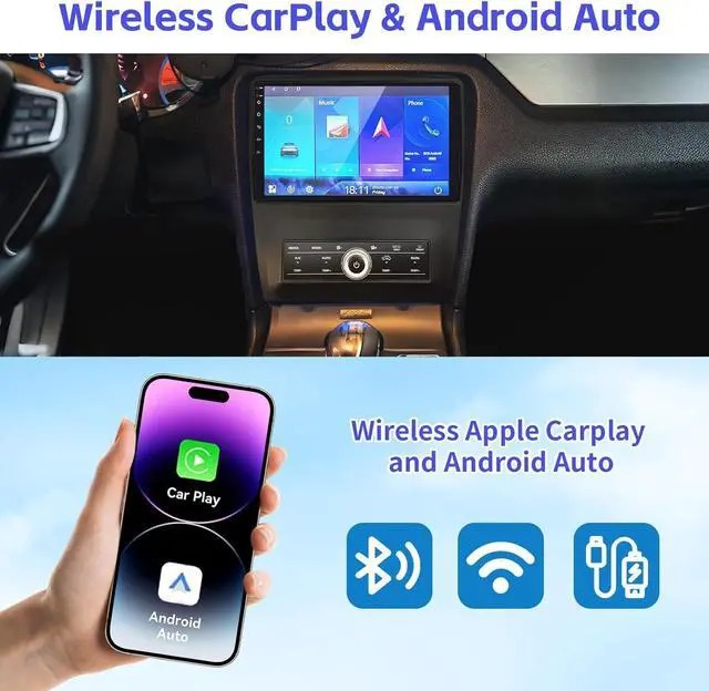 Alt view image 4 of 4 - 4+64G Car Radio for Ford Mustang 10 inch Touch Screen 2010 2011 2012 2013 2014 Stereo,Wireless Carplay/WiFi/Bluetooth/EQ Audio/Andriod Auto/AM/FM/AHD Camera
