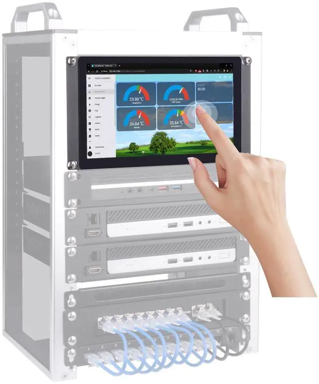 Main image of 9 inch 1280x720 LCD Touch Screen 3U Rack Mount Monitor for DeskPi RackMate T0/T1/T2/T0 Plus/T1 Plus/TL1 Server Cabinet and 10 inch Mini Server Rack