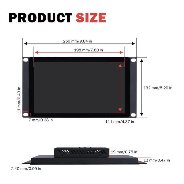 Alt view image 3 of 4 - 9 inch 1280x720 LCD Touch Screen 3U Rack Mount Monitor for DeskPi RackMate T0/T1/T2/T0 Plus/T1 Plus/TL1 Server Cabinet and 10 inch Mini Server Rack