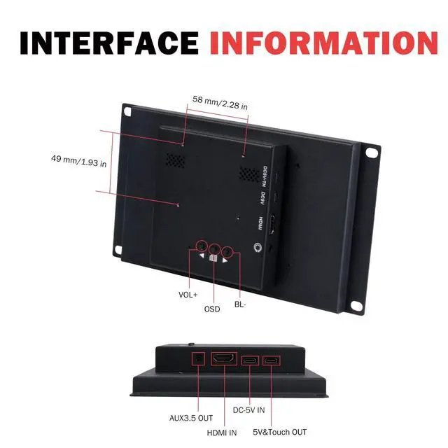 Alt view image 4 of 4 - 9 inch 1280x720 LCD Touch Screen 3U Rack Mount Monitor for DeskPi RackMate T0/T1/T2/T0 Plus/T1 Plus/TL1 Server Cabinet and 10 inch Mini Server Rack
