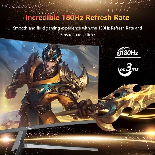 Alt view image 4 of 4 - 24 Inch Curved Gaming Monitor 180Hz Immersion, MPRT 1ms,99% sRGB HDR FHD1080P Computer Monitor FreeSync HDMI DP Ports,Frameless, HDR10, Eye Care, VESA Mount75*75mm, Ideal for Gaming, Work