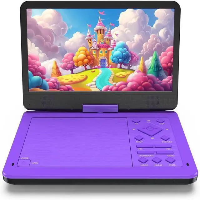Main image of 12.5-inch Portable DVD Player with 10.5-inch HD Screen, Portable Design for on-the-go Viewing.Supports 5 Hours of Battery Life.CD/DVD/SD Card/USB Compatible,Region Free (Purple)