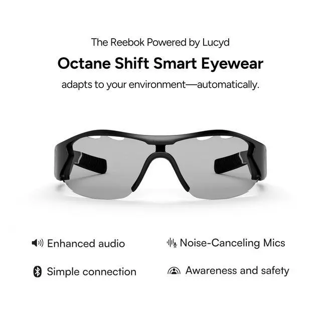 Alt view image 2 of 6 - Octane Shift Smart Eyewear Powered by Lucyd - Photochromic Adaptive Lens - HiFi Bluetooth Sport Glasses