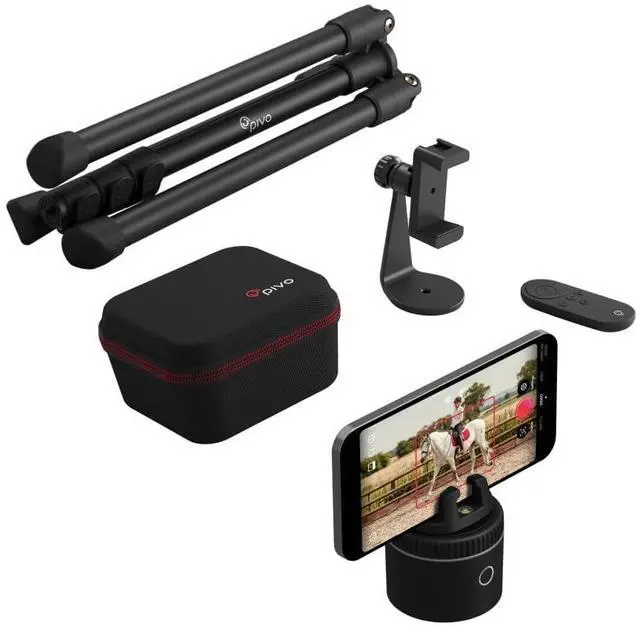 Main image of Equestrian Pod Essential Pack, Auto Face, Body, Horse Phone Tracking Holder, Ai-Powered 360° Rotation, Remote Control for Hands-Free Video Recording with Smart Mount, Travel Case & Tripod (Black)