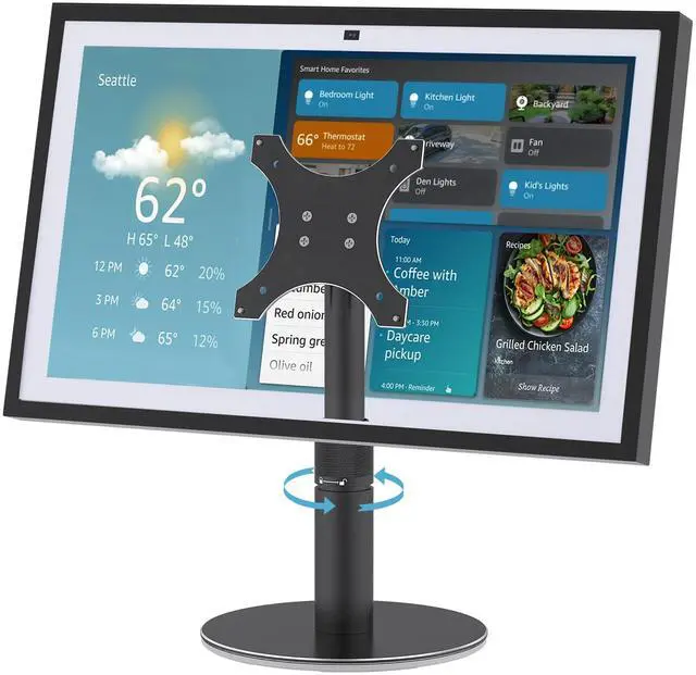 Main image of Desk Stand for Echo Show 21, Echo Show 15 (All Generations), Raises Up to 9.5" from Desk, Tilt and Swivel Mount for Alexa Echo Show 21, No Tools Required, Stable Centered Rod Design (UP-Blcak)