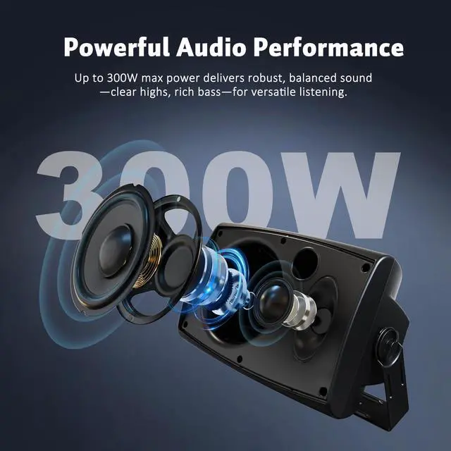 Alt view image 3 of 4 - 8-Inch 600W Outdoor Bluetooth Speakers Waterproof Wired, Wall-Mount Waterproof Speaker System Ideal for Large Spaces (Commercial Areas, Spacious Backyards, Auditorium)