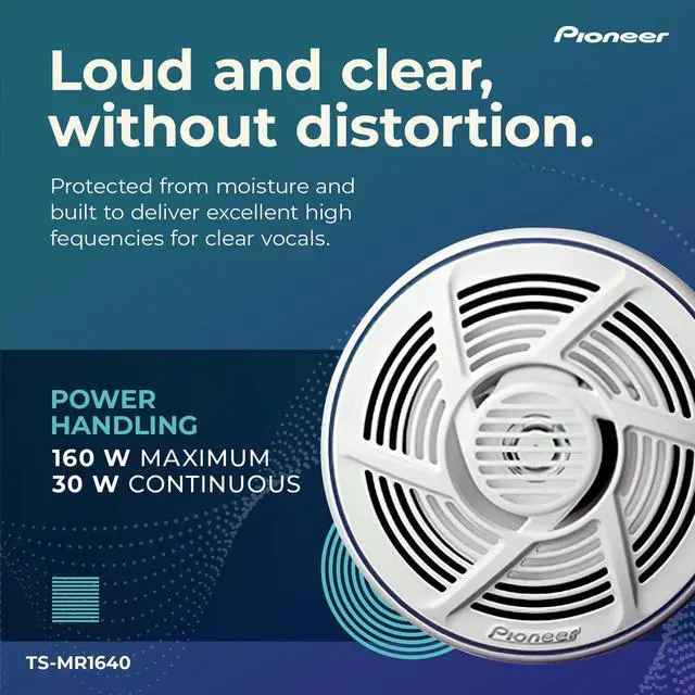 Alt view image 4 of 4 - TS-MR1640 6.5 Speakers (Pair) 160W Max, Water-Resistant + UV-Protected, Built for Boats, UTV, ATV, SXS, Outdoor, Marine, All Purpose Speakers