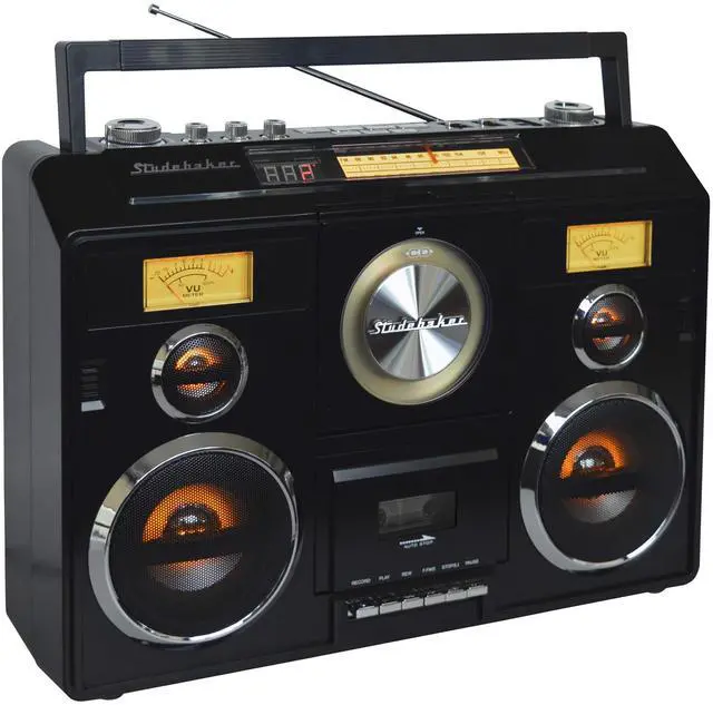 Alt view image 4 of 4 - Sound Station Portable Stereo Boombox with Bluetooth/CD/AM-FM Radio/Cassette Recorder (Black)