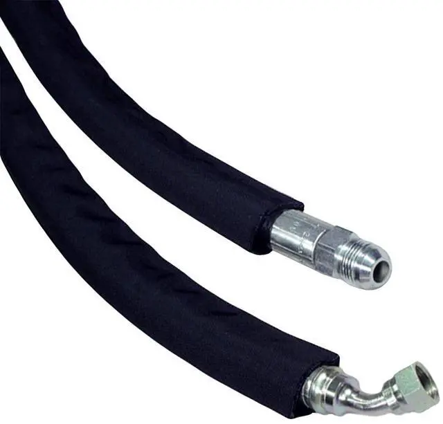 Alt view image 3 of 4 - 1.25" Hydraulic Hose Burst Protection Sleeving Nylon Hose Guard Protector Sleeve - 100 Feet - Black with Yellow Inner Liner
