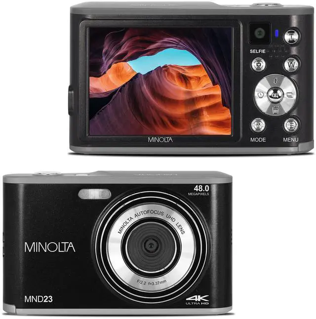 Main image of 48MP Digital Camera with Rear Selfie Lens 4K Ultra HD Video, 2.8" LCD Screen, 16X Digital Zoom, Autofocus, Slow Motion, Time Lapse, Filters, Scene Modes, 32GB Card Included (Black)