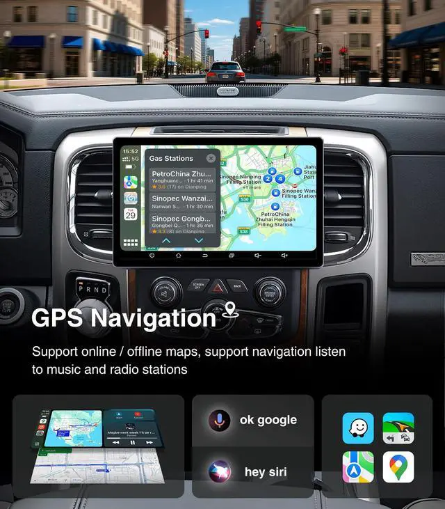 Alt view image 3 of 4 - 11.5 inch (4G+64G) Car Radio Stereo Upgrade for Dodge Ram 1500 2500 3500 2013-2018 Compatible with Carplay Android Auto GPS Navigation WiFi Bluetooth Mirroring Touchscreen Headunit Replacement