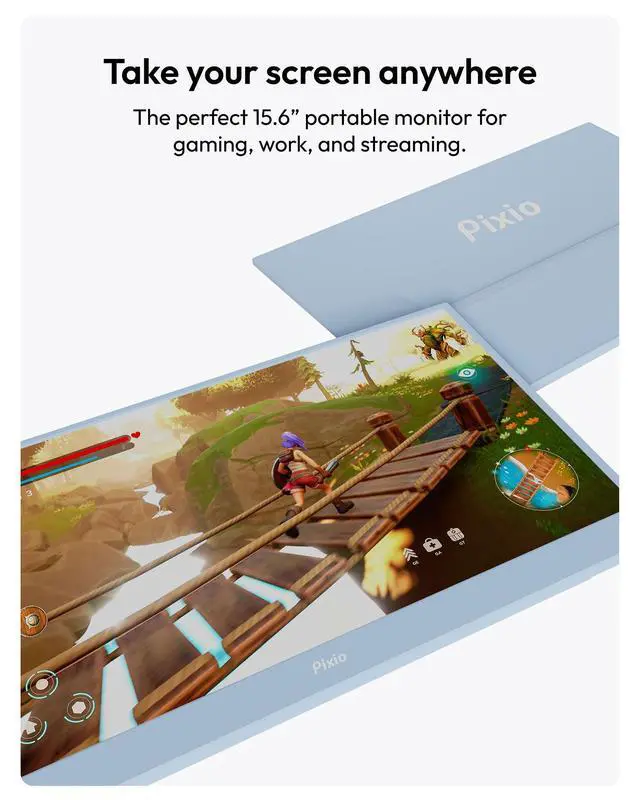 Alt view image 2 of 4 - PX160 Wave Blue Portable Monitor 15.6 inch 60Hz FHD 1080p IPS Panel HDR Screen Cover Stand USB-C HDMI Laptop Screen Extender Portable Monitor for Laptop, PC, Console, Phone