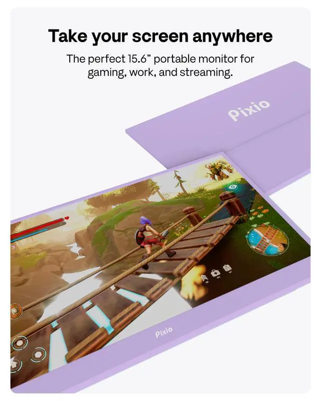 Alt view image 2 of 4 - PX160 Wave Purple Portable Monitor 15.6 inch 60Hz FHD 1080p IPS Panel HDR Screen Cover Stand USB-C HDMI Laptop Screen Extender Portable Monitor for Laptop, PC, Console, Phone
