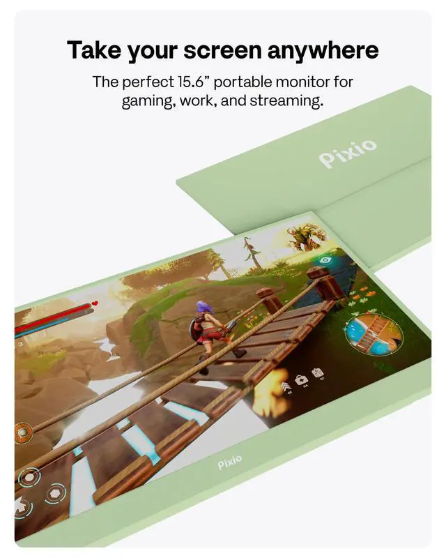Alt view image 2 of 4 - PX160 Wave Mint Green Portable Monitor 15.6 inch 60Hz FHD 1080p IPS Panel HDR Screen Cover Stand USB-C HDMI Laptop Screen Extender Portable Monitor for Laptop, PC, Console, Phone