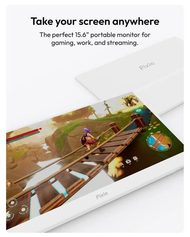 Alt view image 2 of 4 - PX160 Wave White Portable Monitor 15.6 inch 60Hz FHD 1080p IPS Panel HDR Screen Cover Stand USB-C HDMI Laptop Screen Extender Portable Monitor for Laptop, PC, Console, Phone