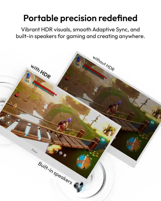Alt view image 3 of 4 - PX160 Wave White Portable Monitor 15.6 inch 60Hz FHD 1080p IPS Panel HDR Screen Cover Stand USB-C HDMI Laptop Screen Extender Portable Monitor for Laptop, PC, Console, Phone