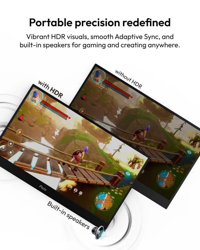 Alt view image 3 of 4 - PX160 Wave Portable Monitor 15.6 inch 60Hz FHD 1080p IPS Panel HDR Screen Cover Stand USB-C HDMI Laptop Screen Extender Portable Monitor for Laptop, PC, Console, Phone