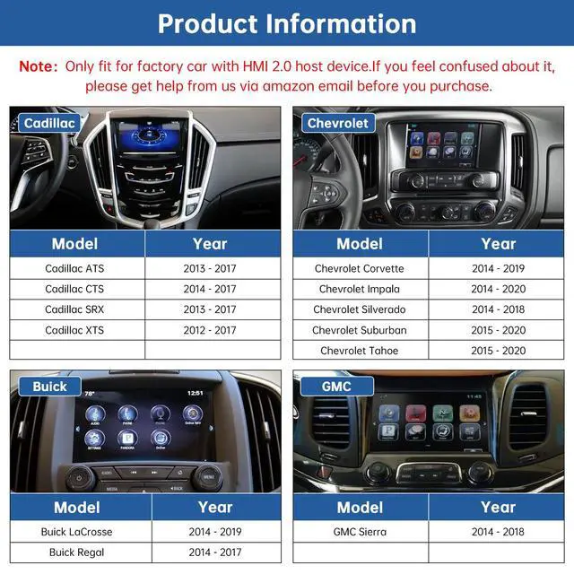 Alt view image 2 of 4 - Wireless CarPlay Android Auto Retrofit Kit for GM HMI 2.0 Cadillac Buick Chevrolet GMC 20142020 | CarPlay Interface Decoder Box, Support MirrorLink, Reverse Camera, Navigation