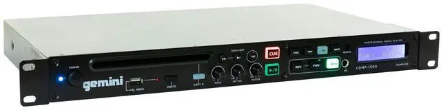 Main image of Gemini Professional Rackmount CD Player - DJ CD Player with Pitch Control, USB Media Player, Anti-Shock Technology, XLR/RCA Outputs, Remote Control for Venues, Studios & Events (CDMP-1500)