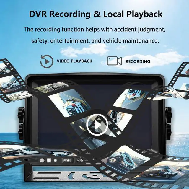 Alt view image 4 of 4 - 9'' RV Camera System for RV Semi-Truck Trailer Camper, 4 Split Screen Quad View HD DVR Recording Monitor + IP69K Waterproof Night Vision Rear & Side View Backup Camera to Eliminate Blind Spots