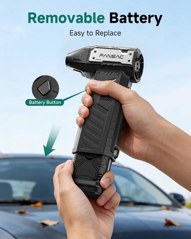 Alt view image 2 of 4 - Compressed Air Duster - 2 Swappable Battey Packs () | 15K RPM BLDC 150 mph Air flow, 3-Speed Rechargeable Air Duster for Dust/Snow Cleaning