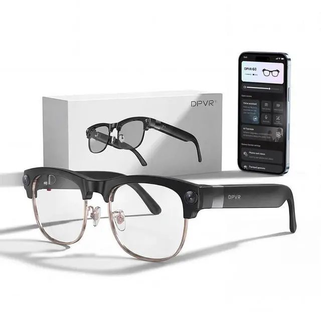Main image of AI Smart Glasses with Camera and Bluetooth 8MP HD Camera Glasses for Men & Women, Video Recording Glasses with Voice Assistant, 144-Language Real-Time Translation, for Travel, Work, Music, Vlog