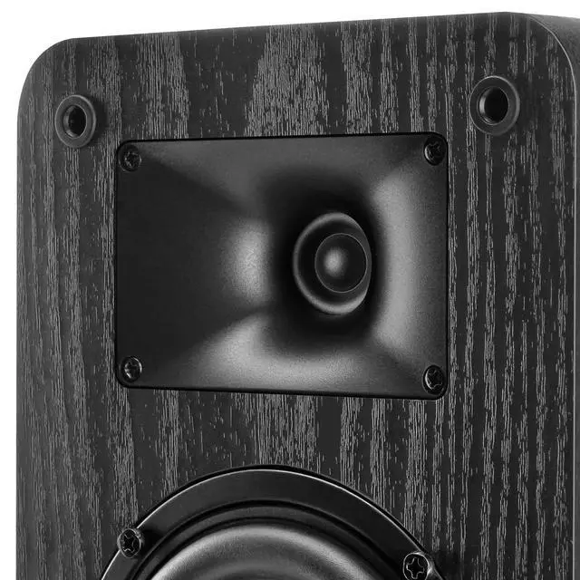 Alt view image 2 of 4 - Passive Bookshelf Speakers for Record Player, Stereo Speakers with 4 Inch Woofer and Silk Dome Horn Tweeter for Turntable, Surround Sound System,PC and TV, Wall Mountable