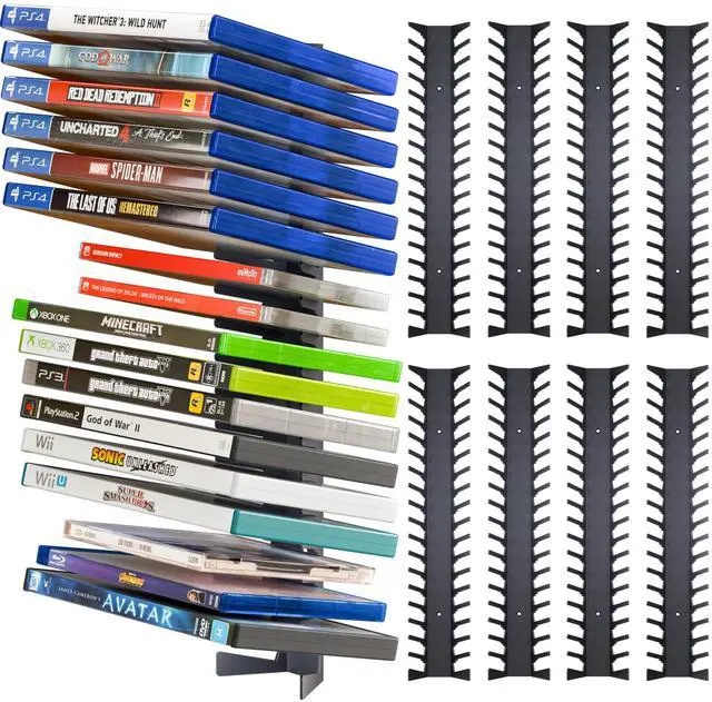 Main image of Video Game Storage Wall Mount Game Case Holder, Metal Wall Mounted Media Storage Shelves for PS, Xbox, Switch Game Organizer (8-Pack)