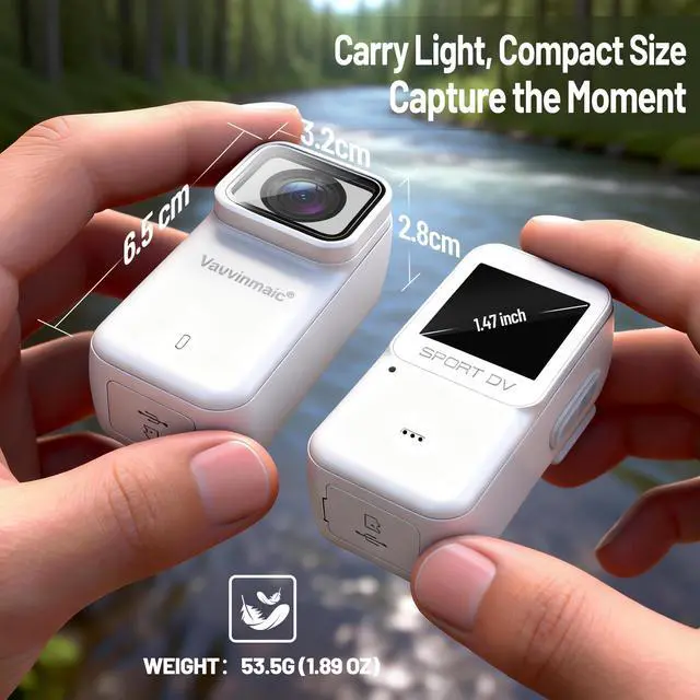Alt view image 2 of 4 - 4K Body Camera with WiFi, POV Action Cam for Motorcycling Skiing Cycling Vlogging Sports, Magnetic Wearable Thumb Camera for Hands-Free Recording, Waterproof Portable Video Recorder, 64GB Card, White