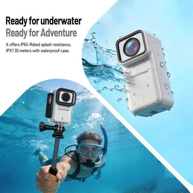 Alt view image 4 of 4 - 4K Body Camera with WiFi, POV Action Cam for Motorcycling Skiing Cycling Vlogging Sports, Magnetic Wearable Thumb Camera for Hands-Free Recording, Waterproof Portable Video Recorder, 64GB Card, White